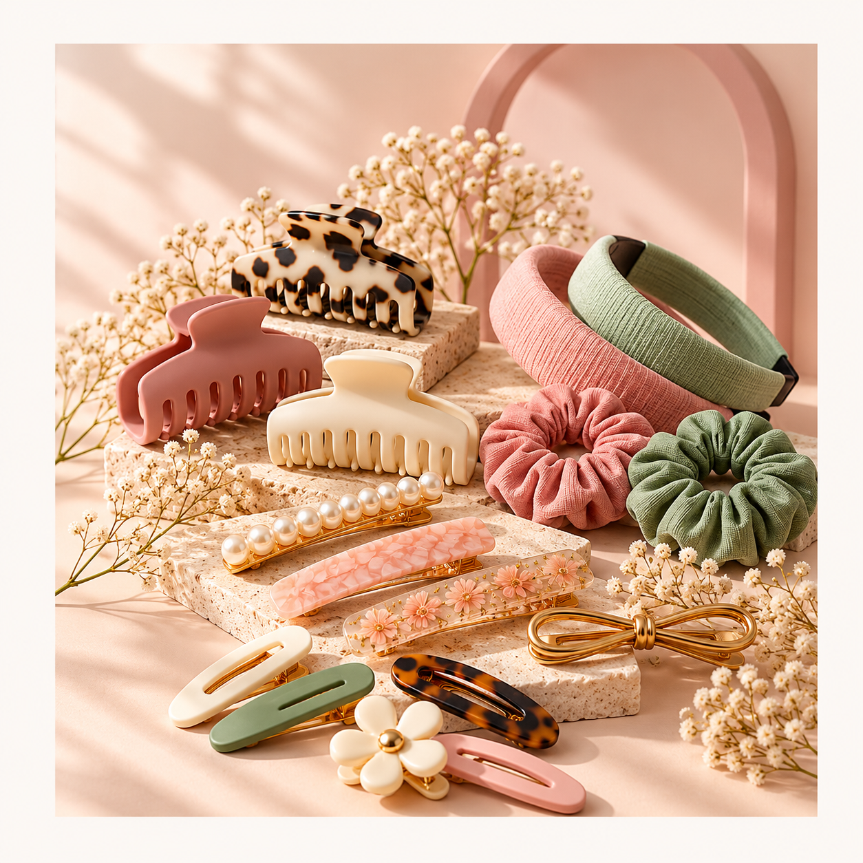Elegant collection of claw clips, barrettes, hair bands and everyday clips